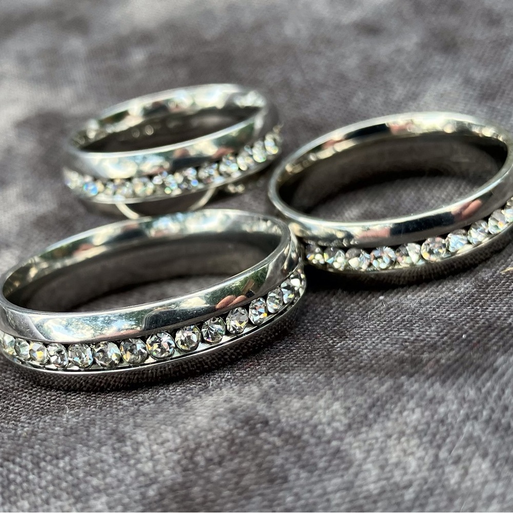 Eternity Band Ring in Stainless Steel with Cubic Zirconia